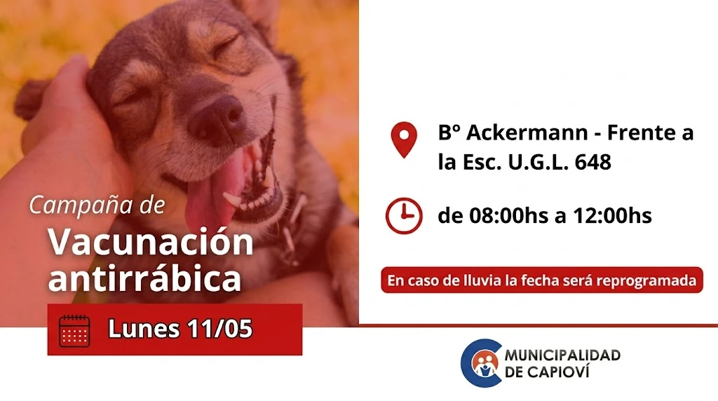 Capioví Lanza Campaña de Vacunación Antirrábica Gratuita en el Barrio Ackermann