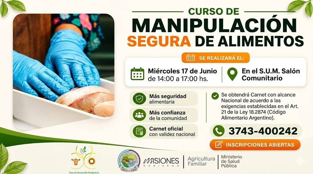 Garuhapé apuesta a la calidad alimentaria con curso gratuito y carnet nacional